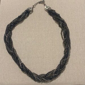 Black and Silver Braided Necklace
